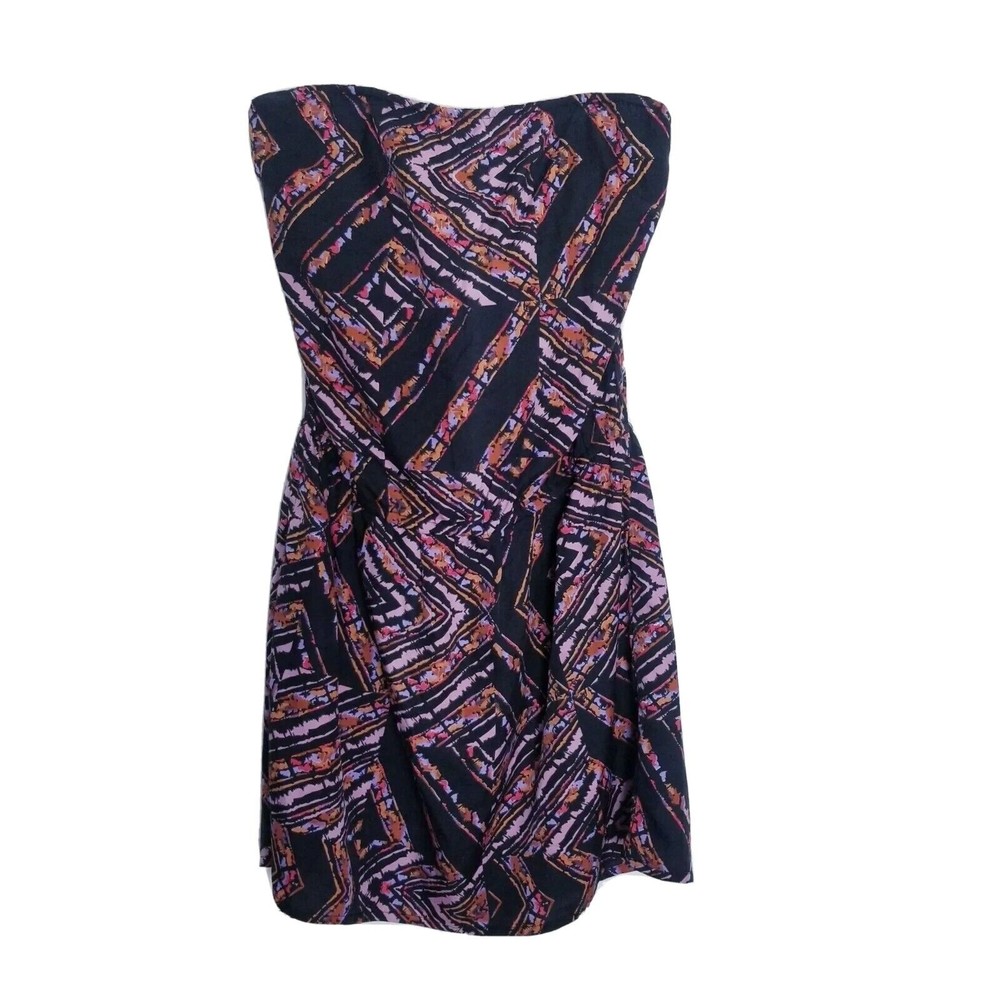 Billabong Womens Size L Strapless Dress Geometric Elastic Waist Pockets